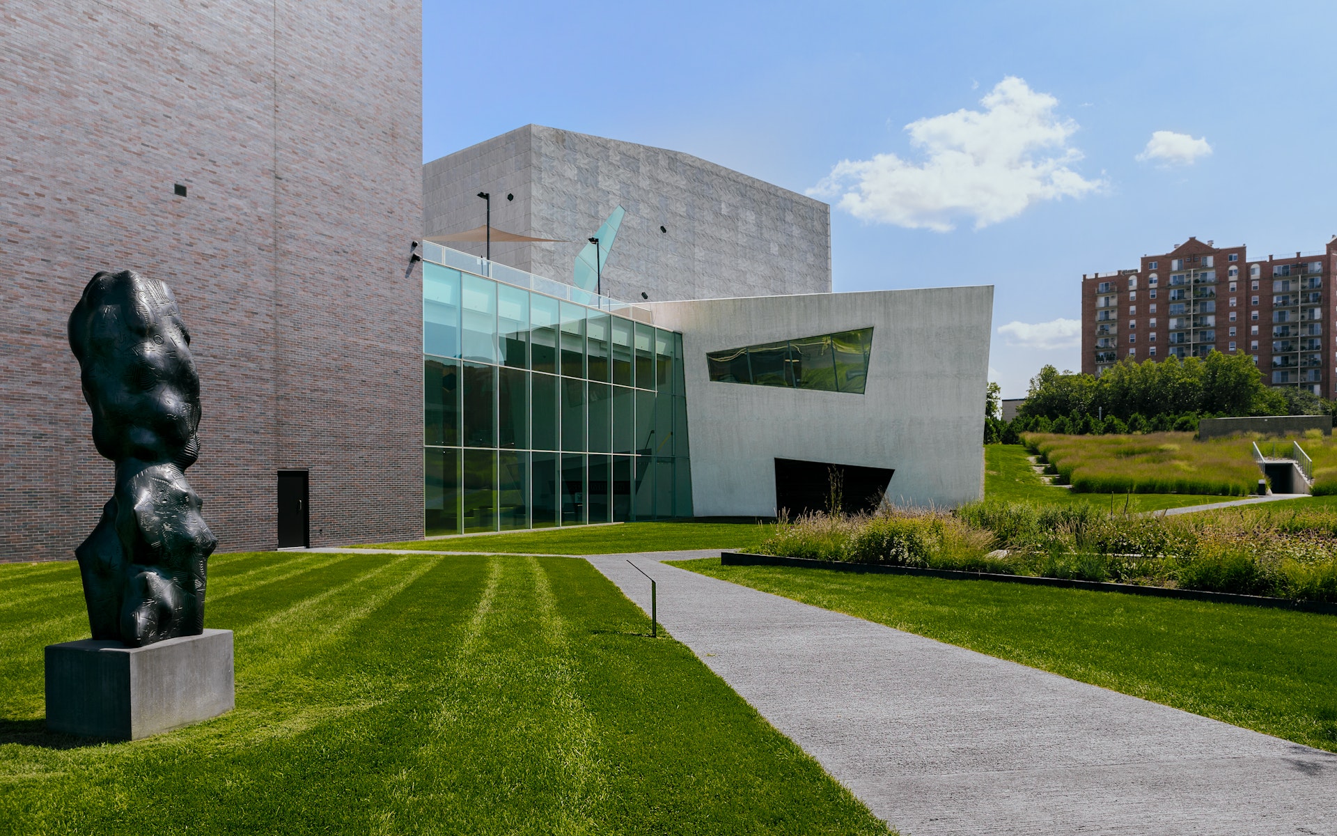 View of the Walker Art Center building and hillside