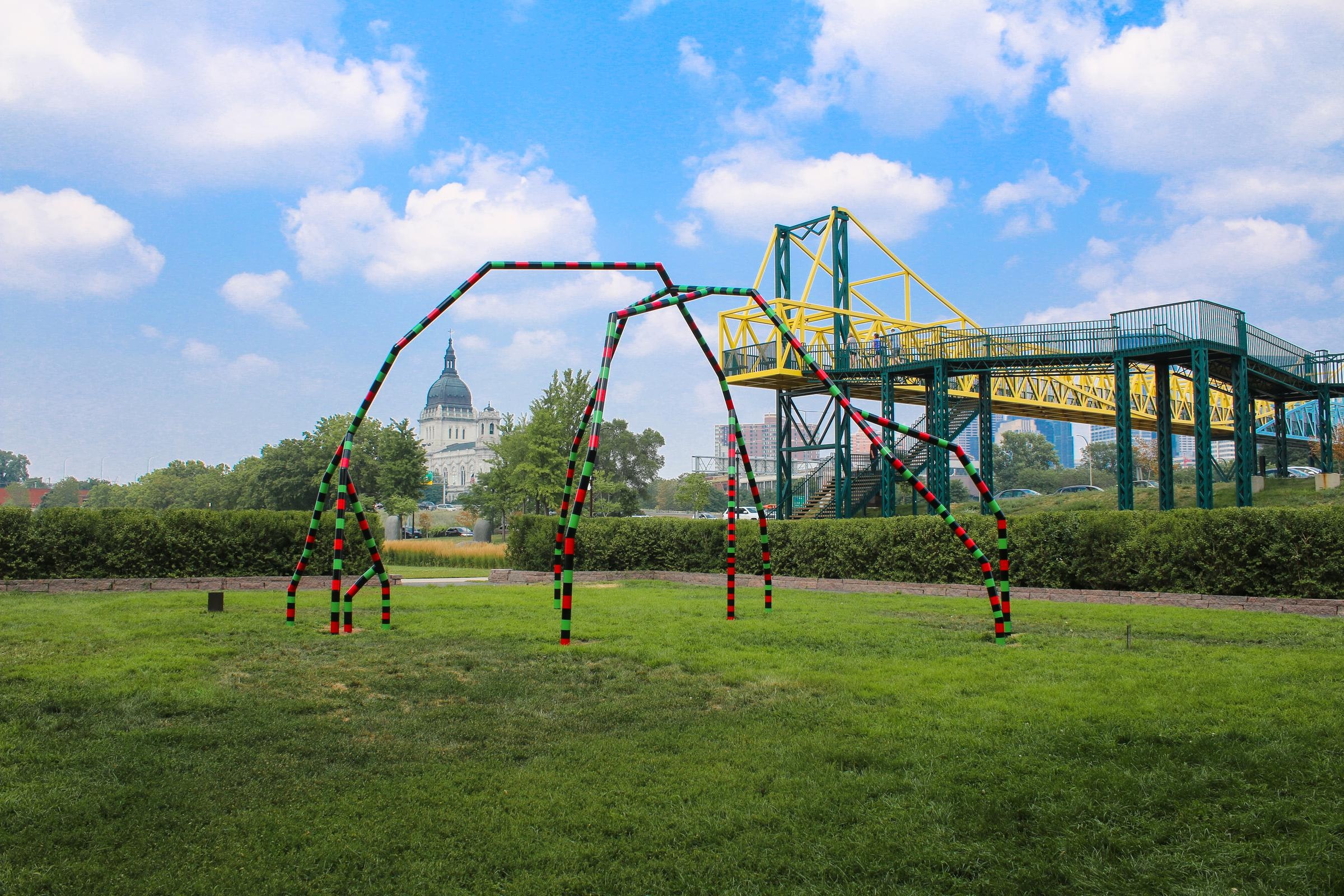 A sculpture garden on a sunny day.
