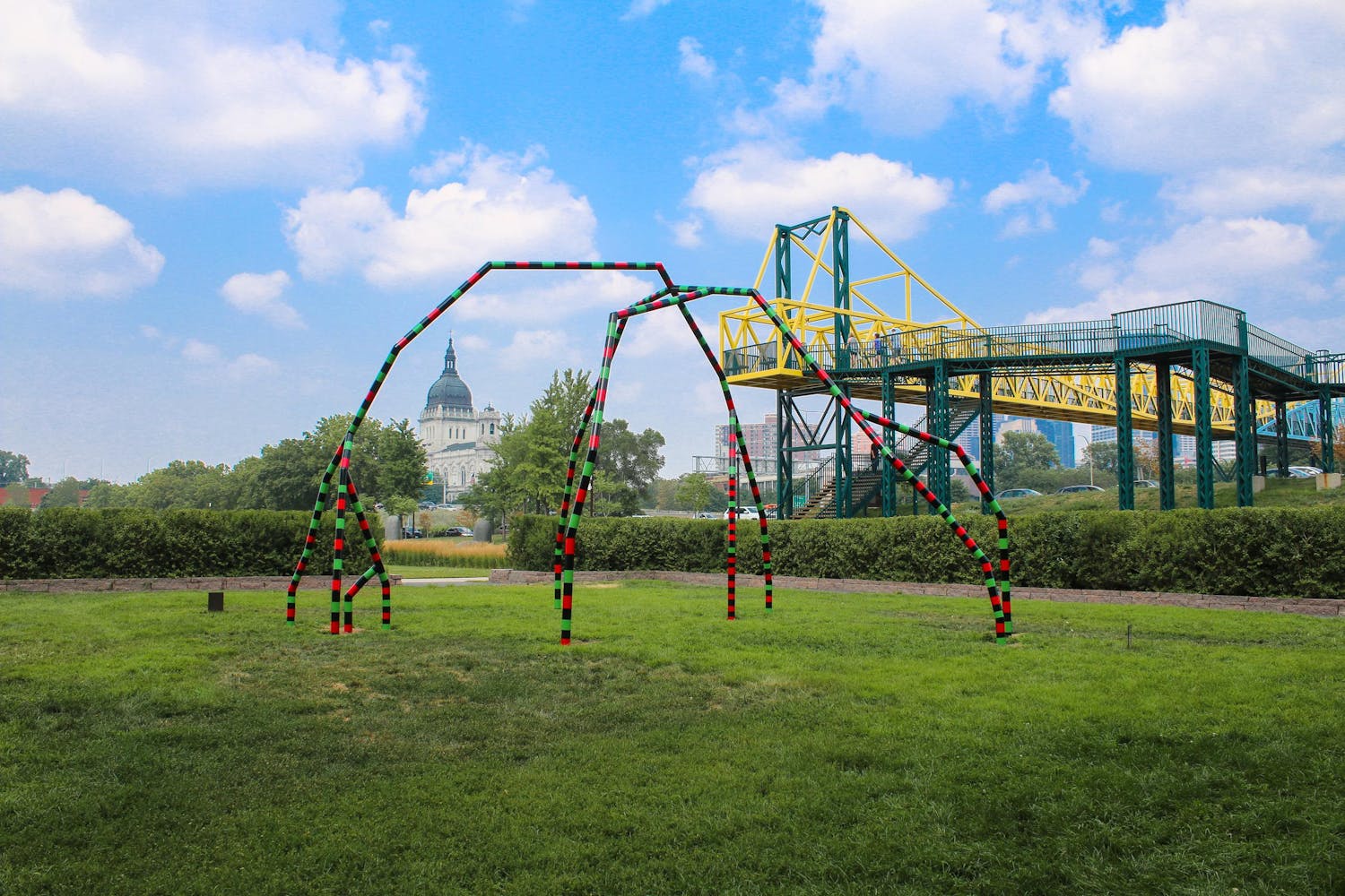 A sculpture garden on a sunny day.