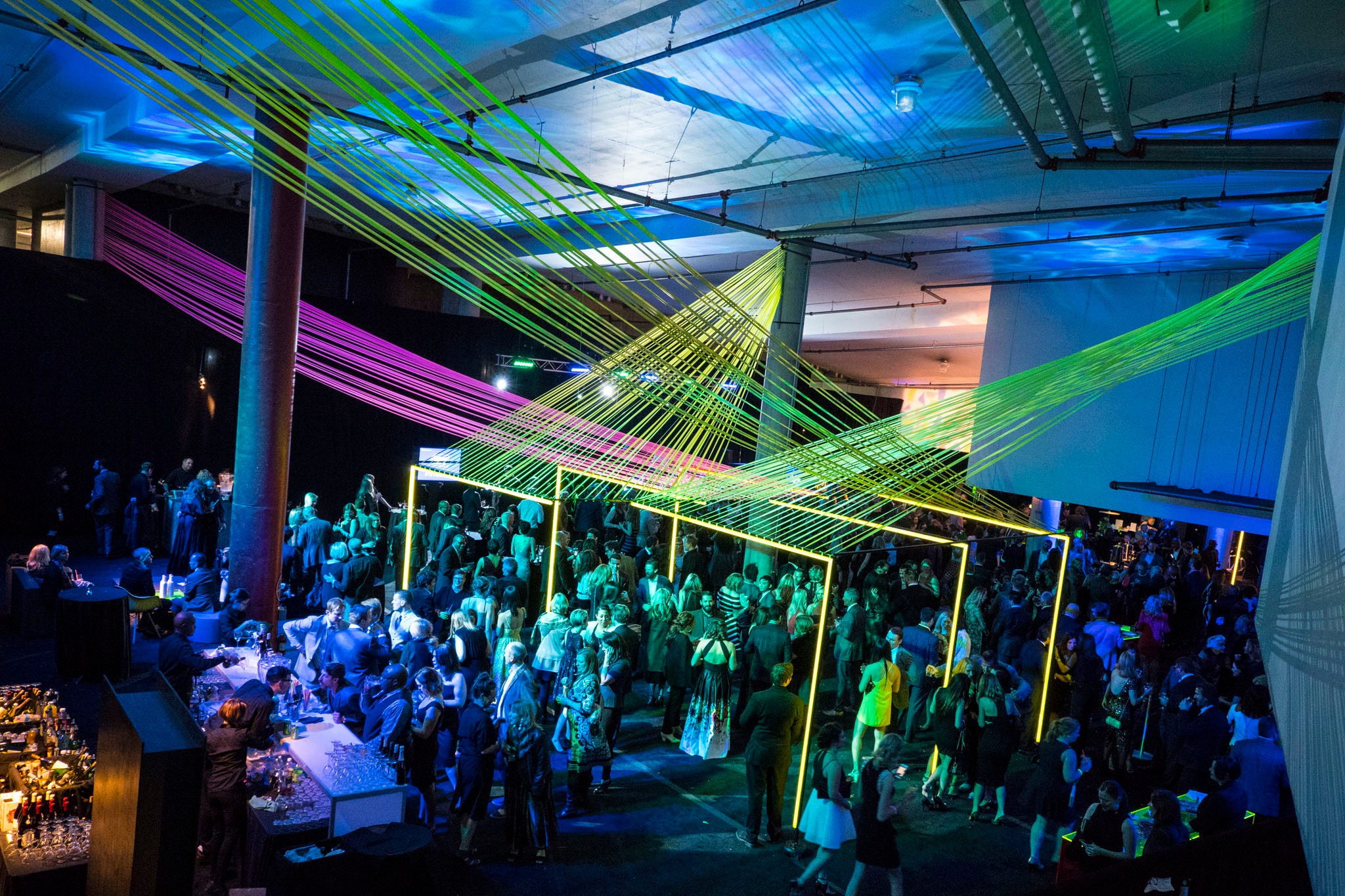 dev2016abe_avant_1119<br /> Development, Annual Benefit Event, Avant Garden, Gala, November 19, 2016. Building & Grounds, Parking Garage; Main Lobby, Bazinet Lobby, Cargill Lounge, VIPs, Target Project Space, Video Wall.<br /> We have a lot to celebrate this year! Avant Garden will mark the grand opening of the Walker’s new main entrance and the exhibition Question the Wall Itself. The event will also reveal site-specific commissions by artists Frank Big Bear, Philippe Parreno, and Aaron Spangler. Top that off with a premier art auction, gourmet food and cocktails, and DJ Ali Shaheed Muhammad (A Tribe Called Quest).<br /> Proceeds from Avant Garden support the Walker Art Center’s award-winning artistic and educational programming. Complimentary craft cocktails and gourmet fare by Culinaire; Live performance by Bryan Nichols Quintet; Opportunity to preview Esker Grove, the Walker’s new restaurant, by Doug Flicker;<br /> Avant Garden art auction. Photo by Courtney Perry for Walker Art Center.