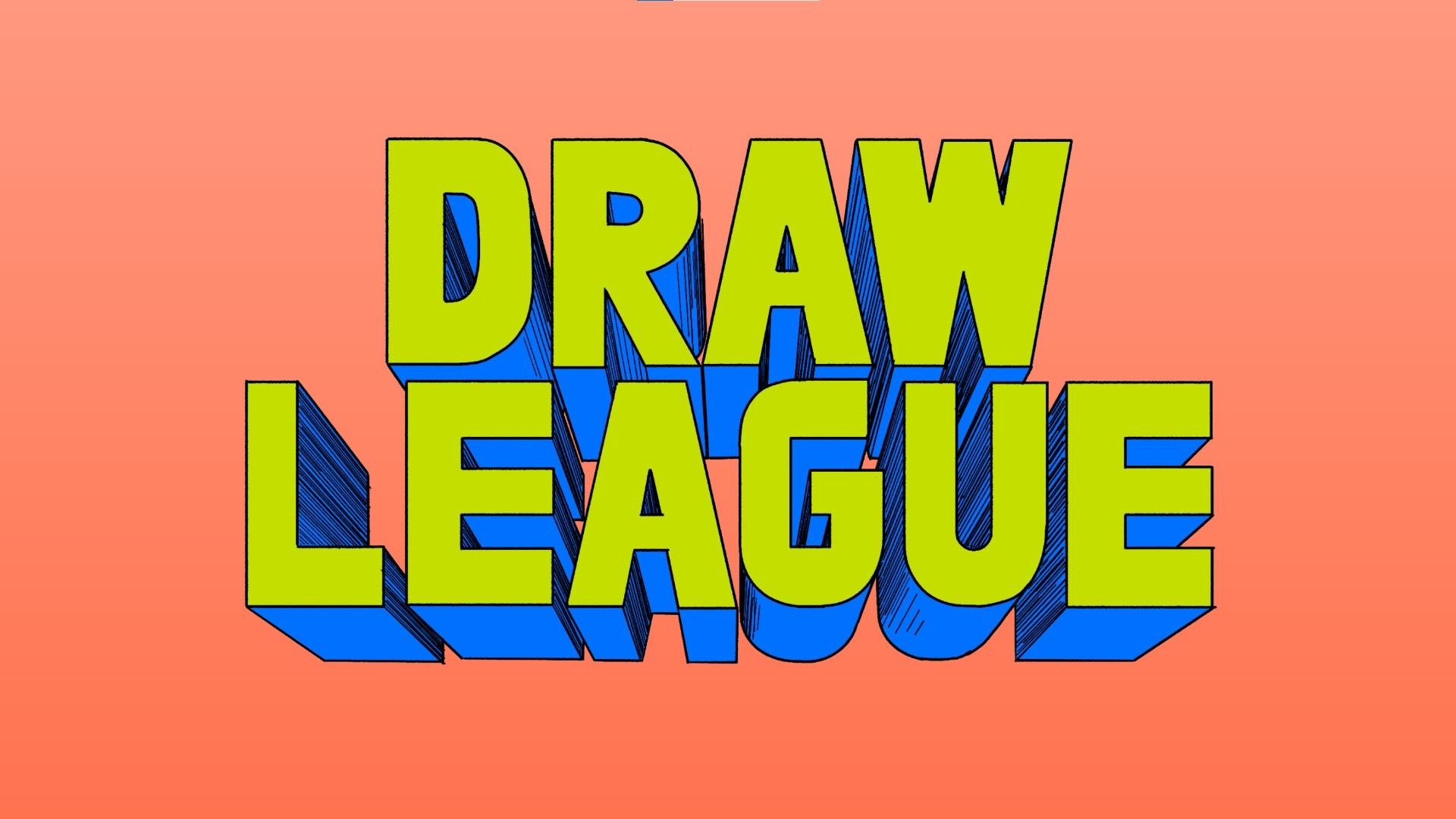 The words Draw League in lime green against a pink background fill the center of the image.