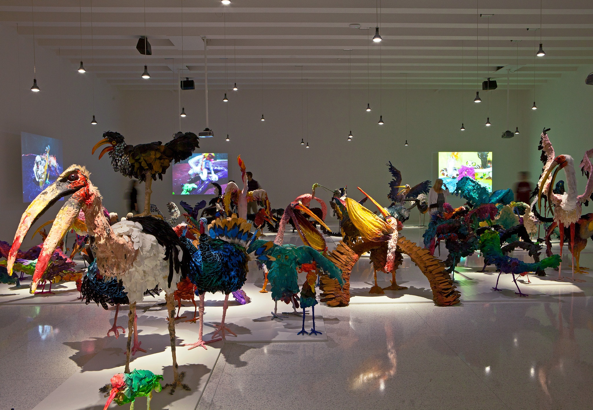 Installation view of The Parade: Nathalie Djurberg with Music by Hans Berg at the Walker Art Center