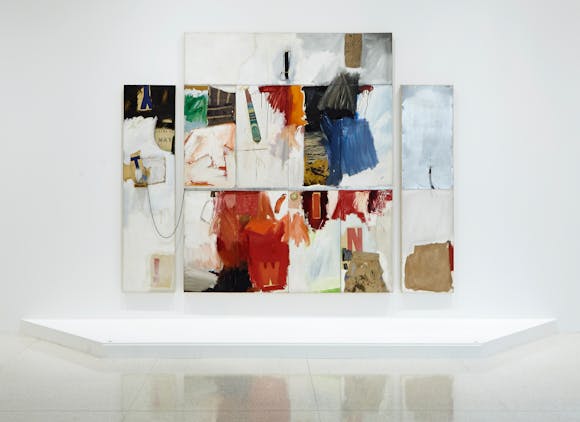 View of the exhibition International Pop, 2015; Robert Rauschenberg, Trophy II (for Teeny and Marcel Duchamp), 1960