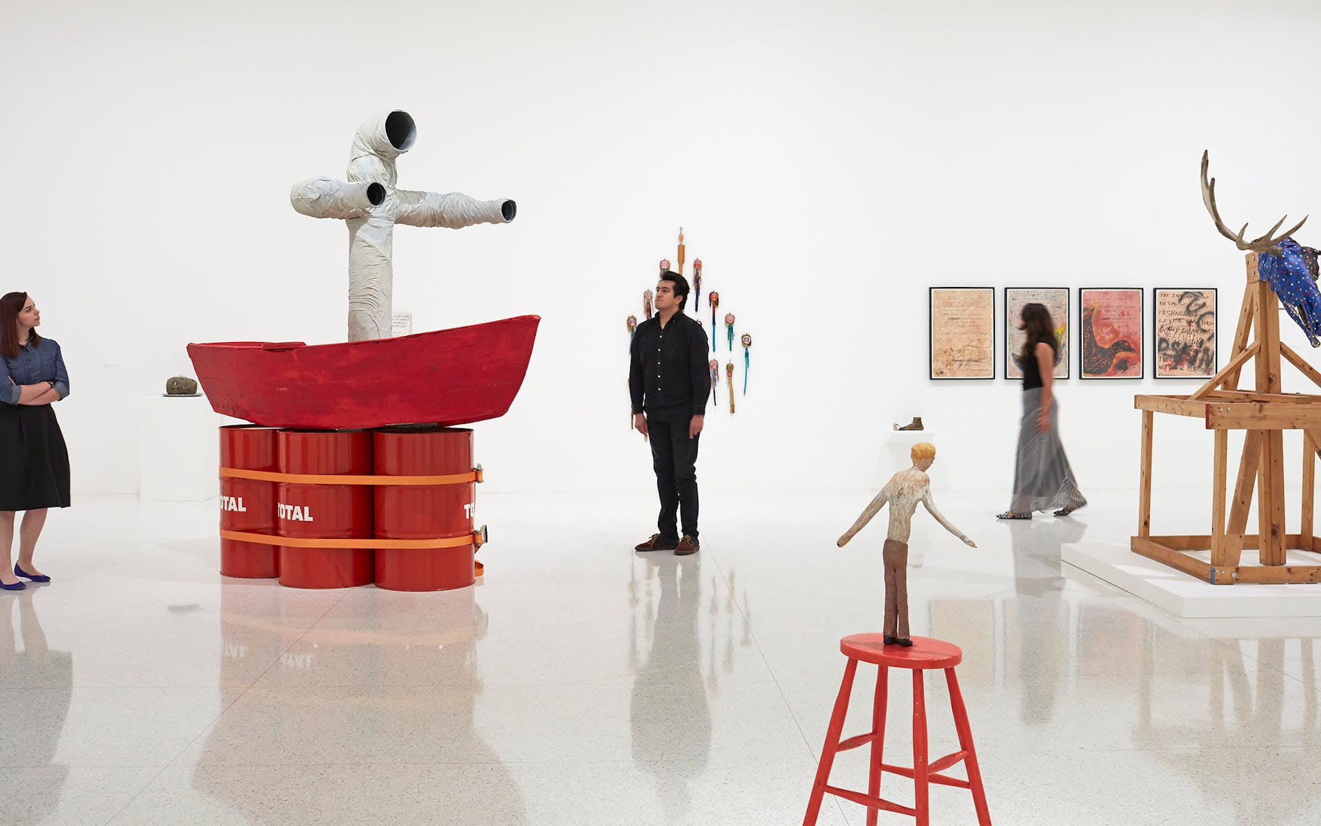 View of the exhibition Jimmie Durham : At the Center of the World, 2017. (Photo: Gene Pittman, ©Walker Art Center)
