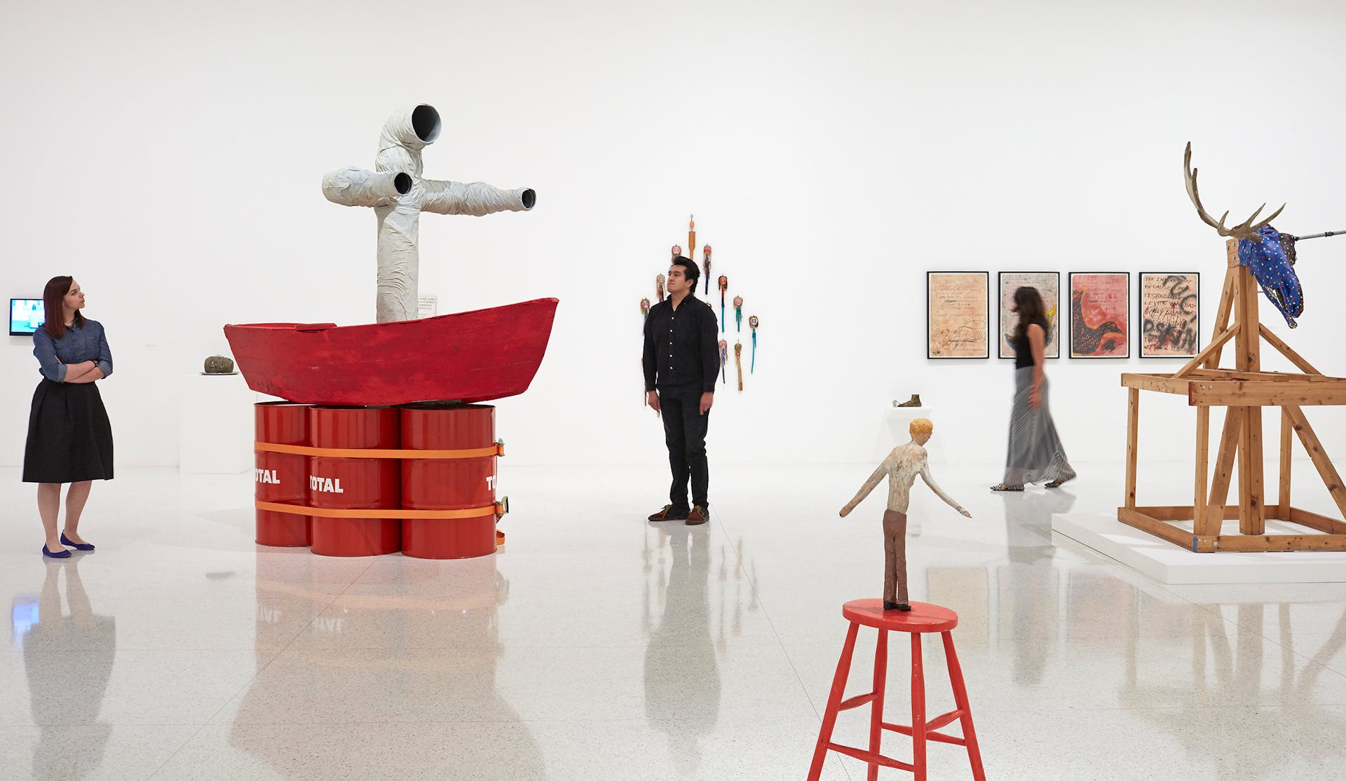 View of the exhibition Jimmie Durham : At the Center of the World, 2017. (Photo: Gene Pittman, ©Walker Art Center)