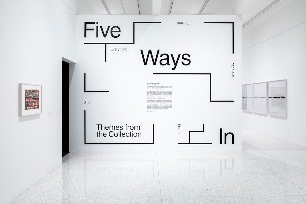 Five ways in text inside of a gallery setting