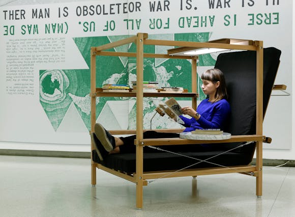 View of the exhibition Hippie Modernism: The Struggle for Utopia, 2015; Ken Isaacs, Superchair, 1968/2014