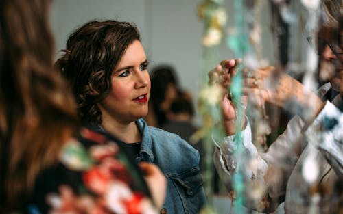 Woman looking at jewelry