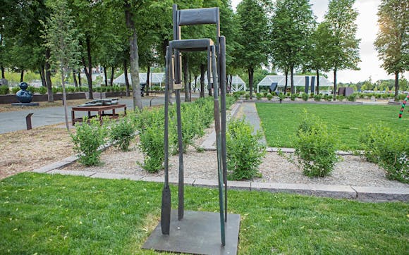 Tall chair sculpture in Minneapolis Sculpture Garden