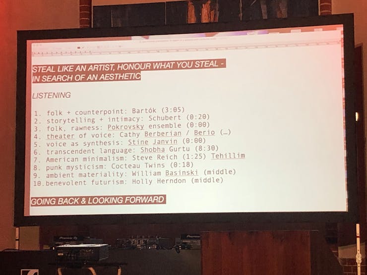 Projection at Lyra Pramuk’s performance, Berlin, Germany, on November 1, 2019.