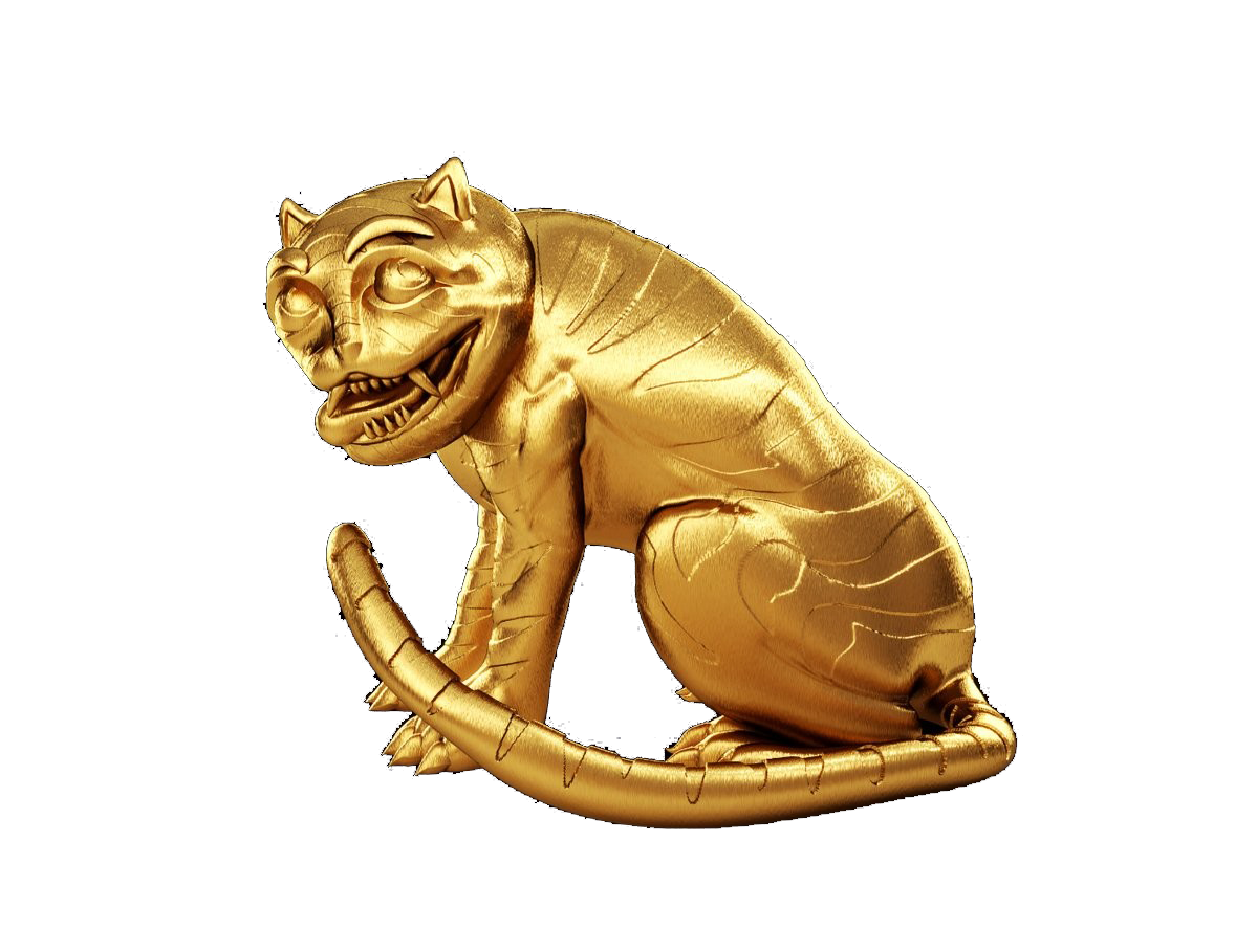 3-d rendering of a golden tiger