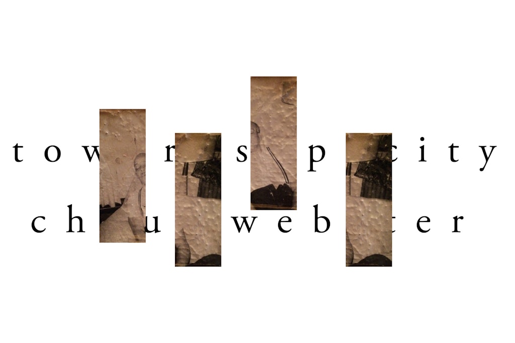 Strips of an image are layed over the title and author's name.