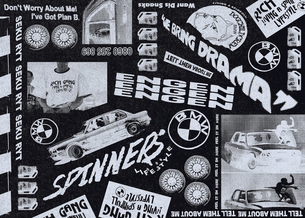 Typographic collage in black and white