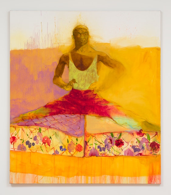 A colorful painting of a figure.